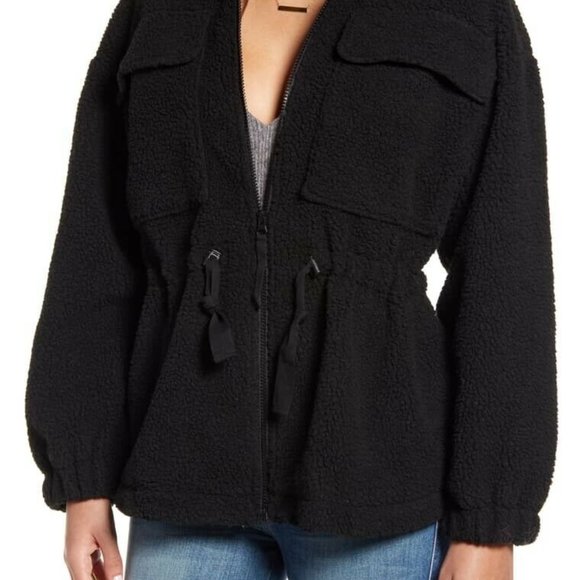 ladies size XL Vero Moda charcoal gray fleece teddycinch adjustable waist jacket - Picture 3 of 6